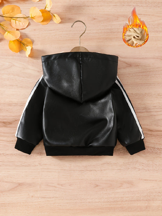 Boys’ Hooded Winter Jacket Plush Windproof Coat